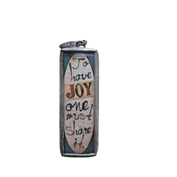 Jewel Kade Vintage Rare JOY Charm Pendant Pewter Reversible Graphic - Picture 1 of 2